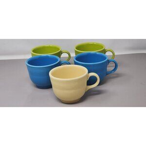 Set Of 5 Homer Laughlin Fiestaware Assorted Colored Ceramic‎ Mugs With Handle